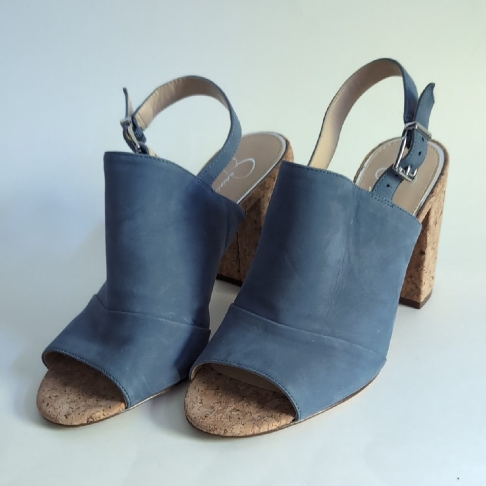 Jessica Simpson Blue Heels with Cork Accents